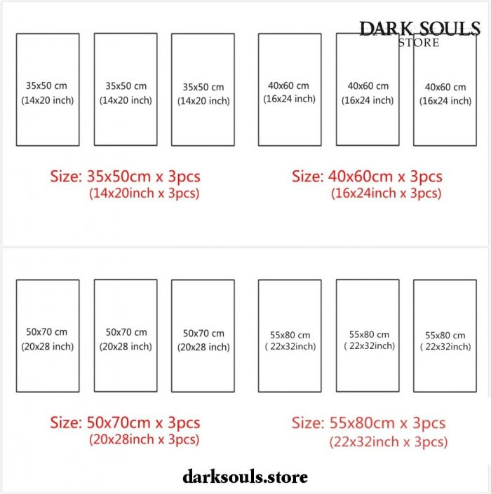 3 Panel Dark Souls Fantasy Canvas Wall Art