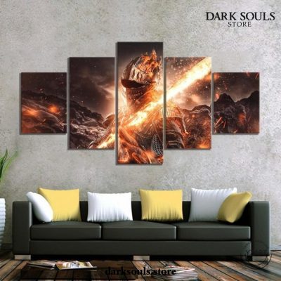 5 Pieces Dark Souls Iii Warrior Fire Canvas Wall Art