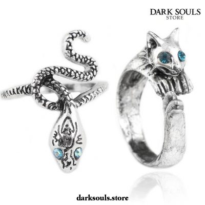 Dark Souls 3 Vintage Alloy Snake Cat Shape Metal Rings