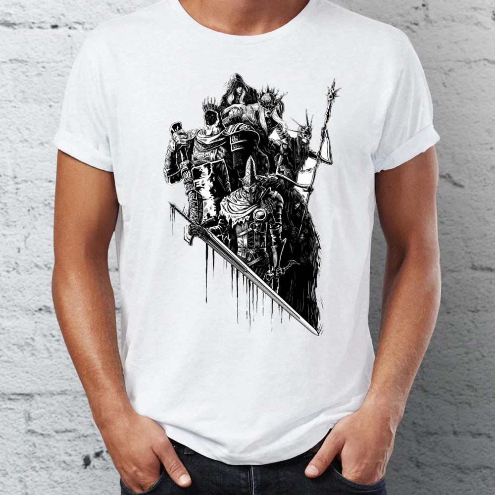 Men s T Shirt Dark Souls Lords of Cinder Gaming Black and White Tee - Dark Souls Store