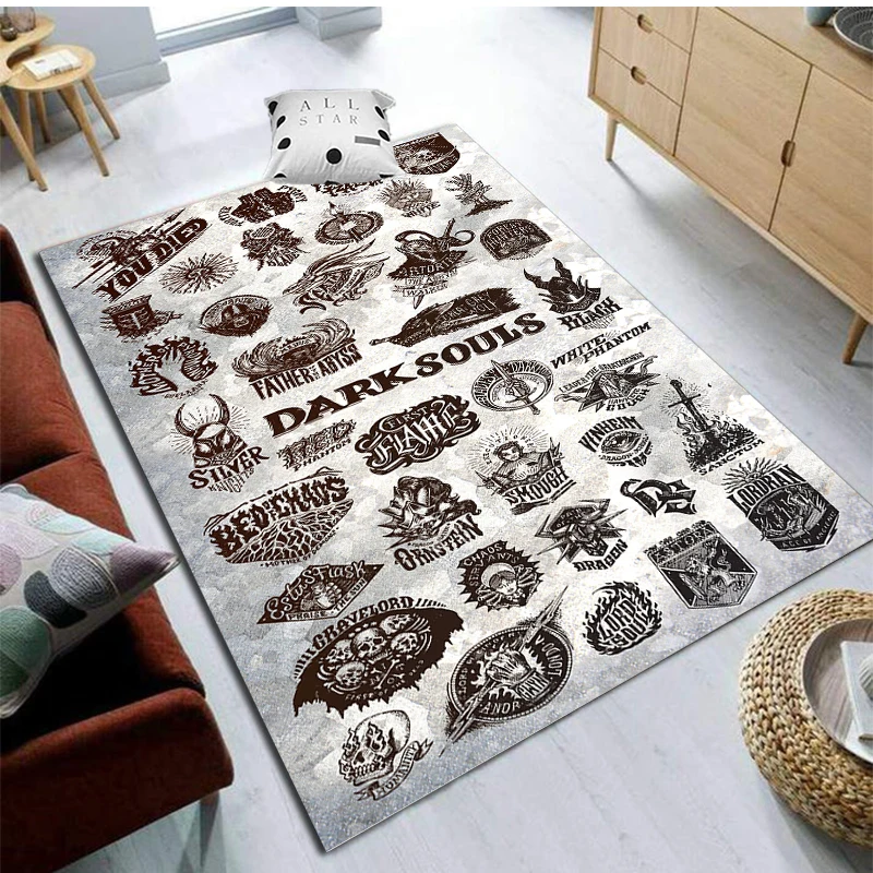 kf S2b7b9fa325514987b5934bd908195a06w Dark Souls Square Rug Game Legend Carpet Soft Dark Fantasy Floormat Chairmat Baby Play for Playroom - Dark Souls Store